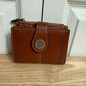 Sendefn Sunflower Bifold Wallet OS Brown Cottagecore Boho Vegan Leather Small